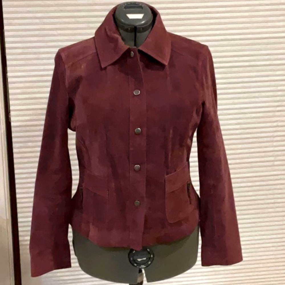 Chico's Leather Suede Jacket in deep mauve Size 1 (8). See measurements below.